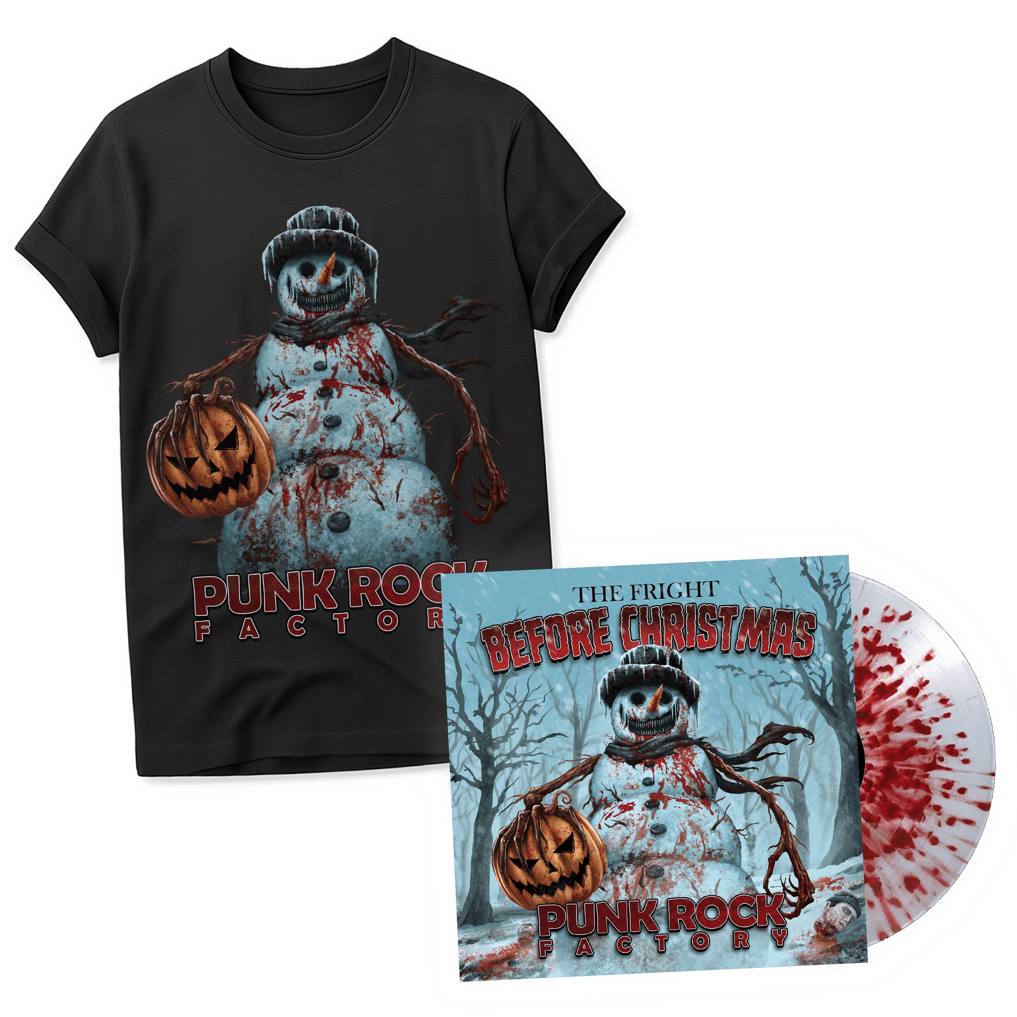 The Fright Before Christmas 12" Vinyl and T-shirt bundle - SIGNED VINYL Apparel Punk Rock Factory Vinyl and Tee Kids 3-4 